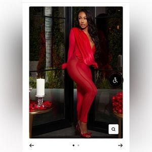 Ellae Lisque Red Jump Suit size small